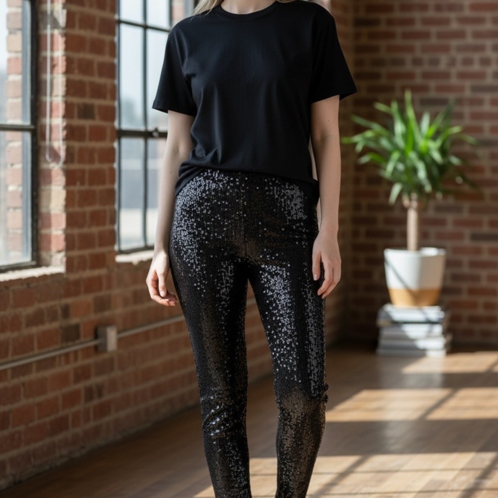 INC International Concept Black Sequin Women's Pants